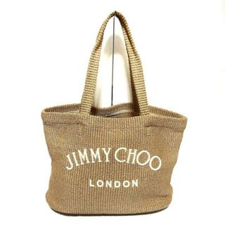 ジミーチュウ(JIMMY CHOO)のJIMMY CHOO(ジミーチュウ) トートバッグ美品  - ベージュ×アイボリー かごバッグ/刺繍 ラフィア(トートバッグ)