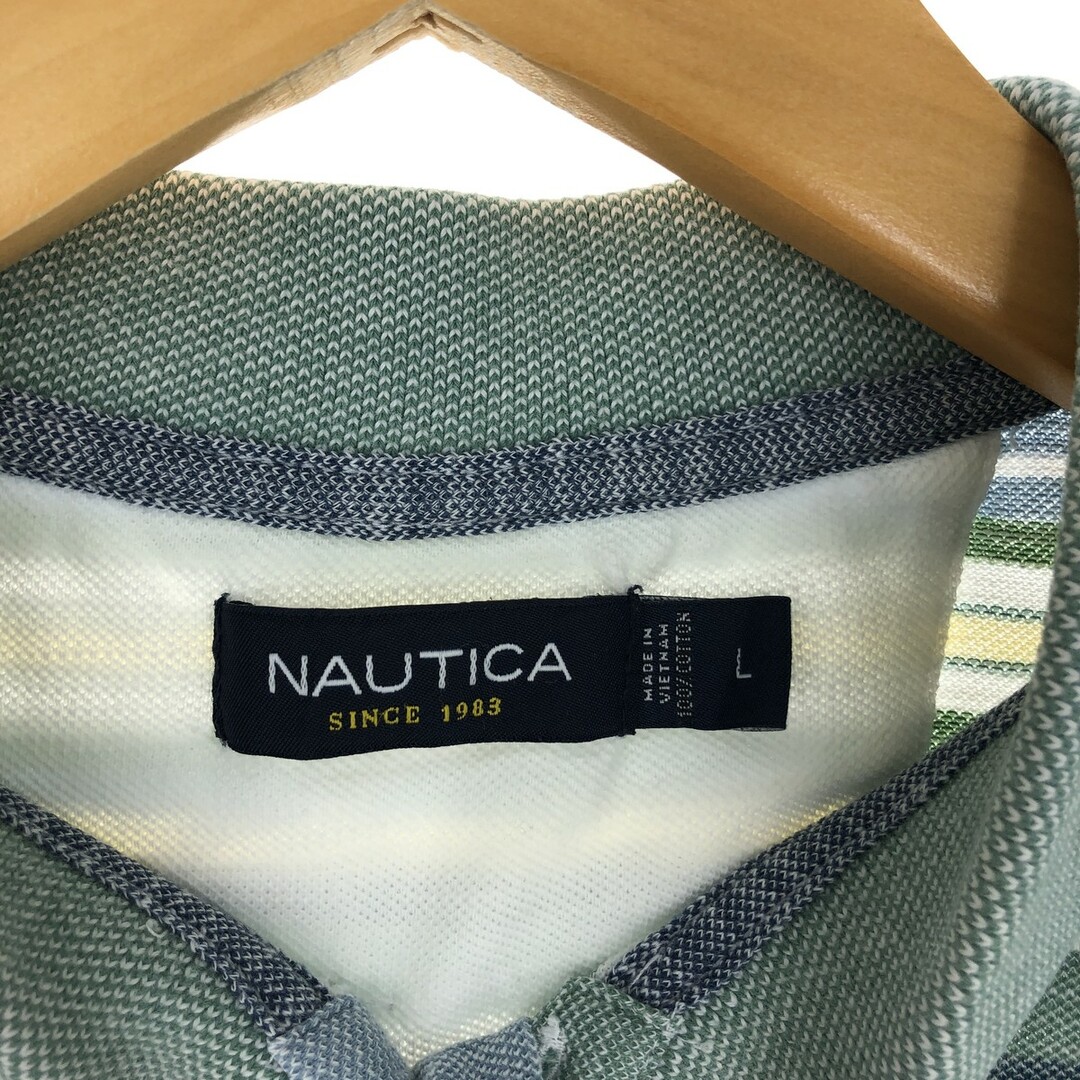 NAUTICA(ノーティカ)の古着 ノーティカ NAUTICA 半袖 ボーダー ポロシャツ メンズL /eaa435800 メンズのトップス(ポロシャツ)の商品写真