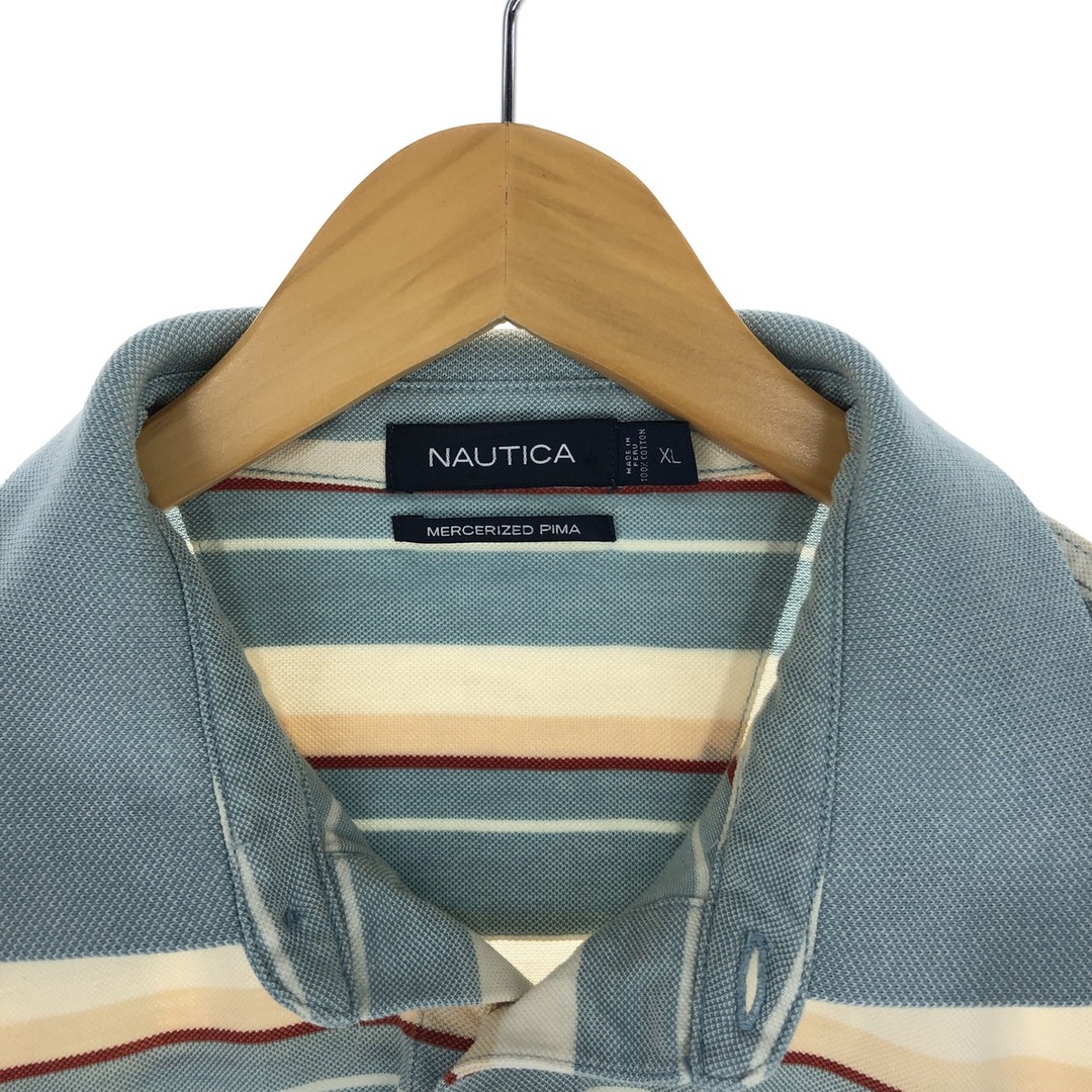NAUTICA(ノーティカ)の古着 ノーティカ NAUTICA 半袖 ボーダー ポロシャツ メンズXL /eaa435955 メンズのトップス(ポロシャツ)の商品写真