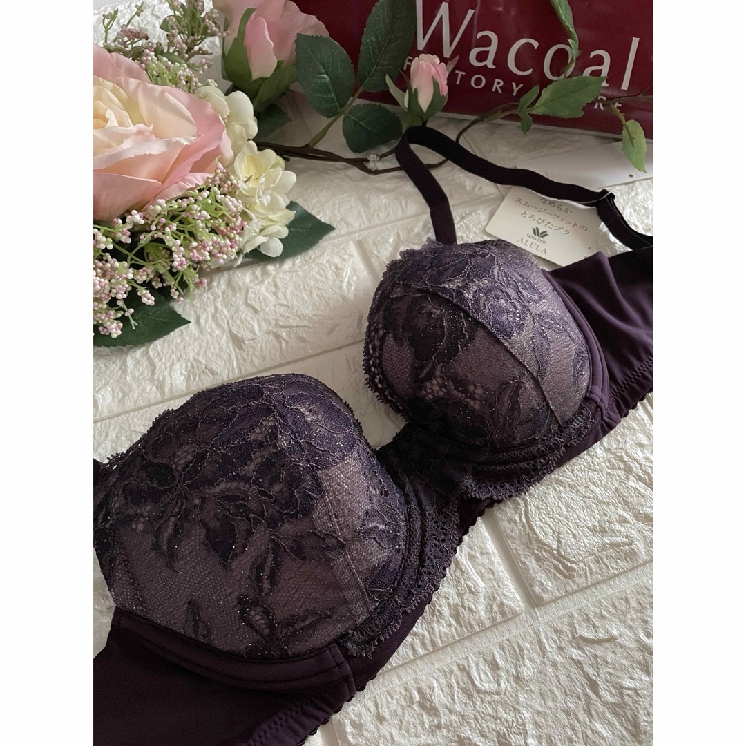 Wacoal(ワコール)のWacoal アルラなめらかスムージーフィット 上下セットD70❣️パープル♡ レディースの下着/アンダーウェア(ブラ&ショーツセット)の商品写真