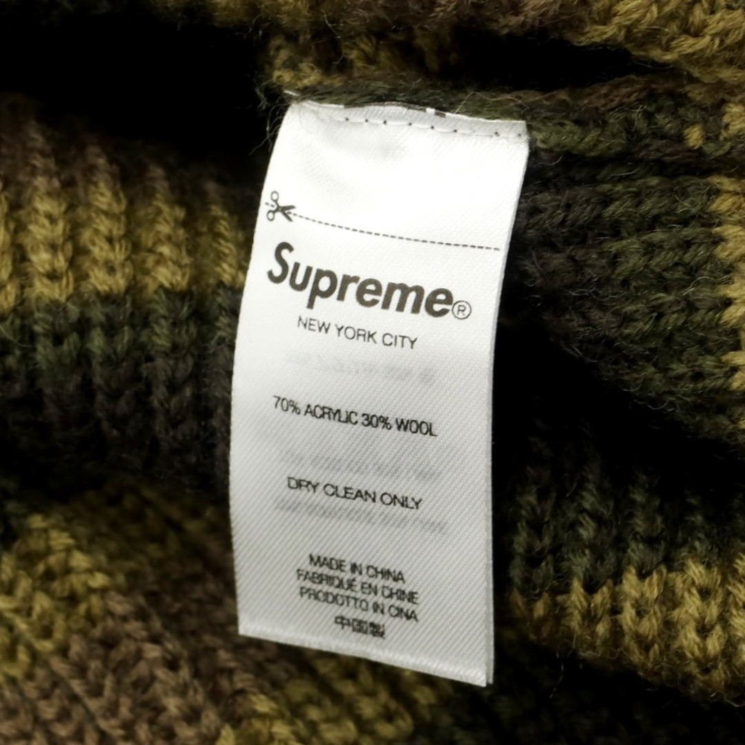 Supreme(シュプリーム)の【中古】シュプリーム Supreme 2022年秋冬 Small Box Balaclava/Turtleneck Sweater ボーダー ミドルゲージ ニットパーカー オリーブ系【サイズL】【メンズ】 メンズのトップス(ニット/セーター)の商品写真