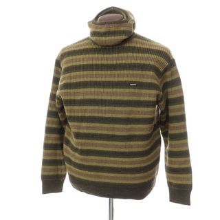 シュプリーム(Supreme)の【中古】シュプリーム Supreme 2022年秋冬 Small Box Balaclava/Turtleneck Sweater ボーダー ミドルゲージ ニットパーカー オリーブ系【サイズL】【メンズ】(ニット/セーター)