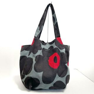 マリメッコ(marimekko)のmarimekko(マリメッコ) トートバッグ - グレー×ダークブラウン×マルチ 花柄 キャンバス(トートバッグ)