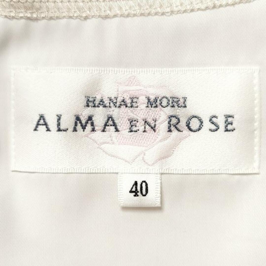 ALMA EN ROSE(アルマアンローズ) ワンピース サイズ40 M レディース - ベージュ×グレーベージュ×白 ノースリーブ/ひざ丈/フラワー(花) 麻、レーヨン レディースのワンピース(その他)の商品写真