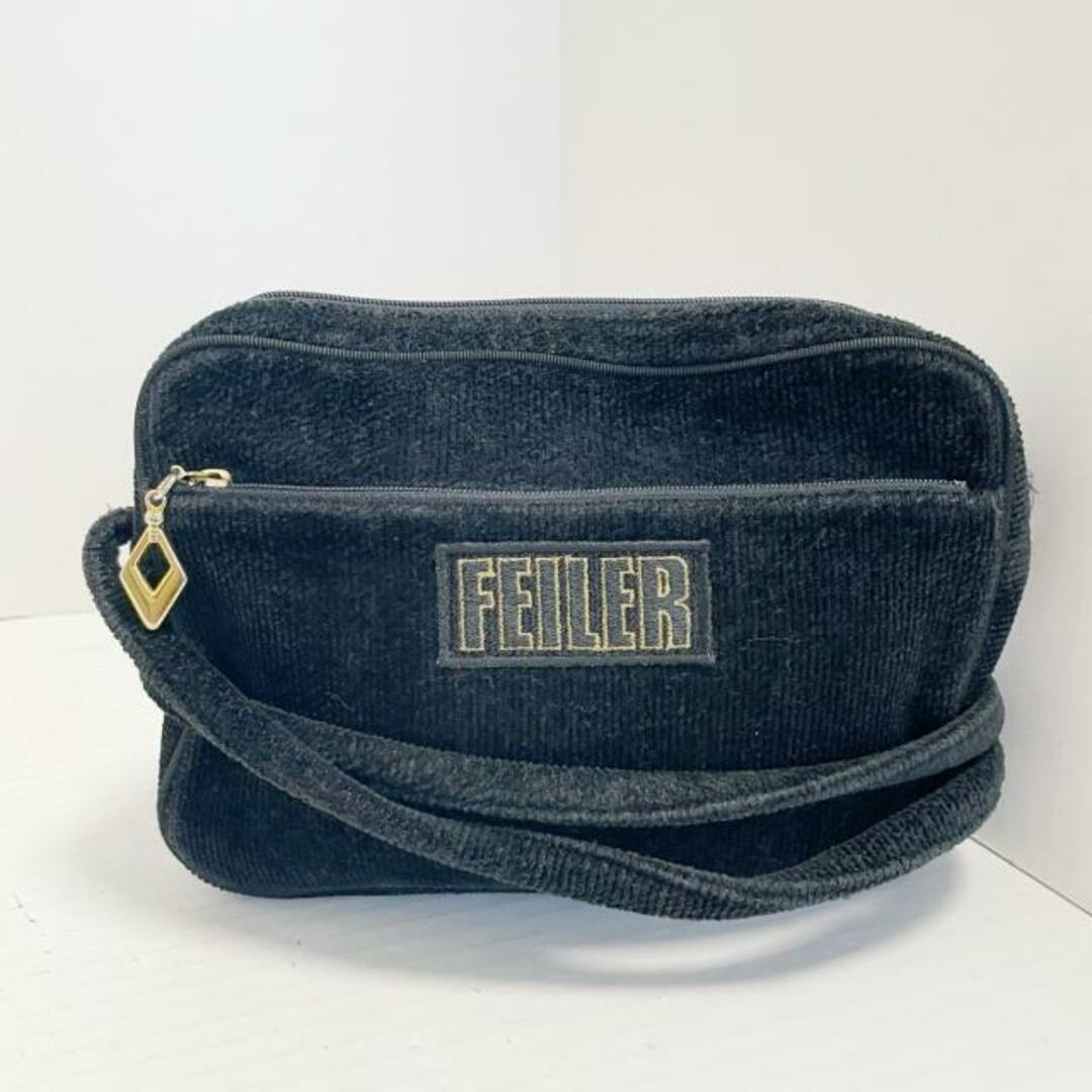 FEILER(フェイラー)のFEILER(フェイラー) ショルダーバッグ - 黒×ゴールド パイル×金属素材 レディースのバッグ(ショルダーバッグ)の商品写真