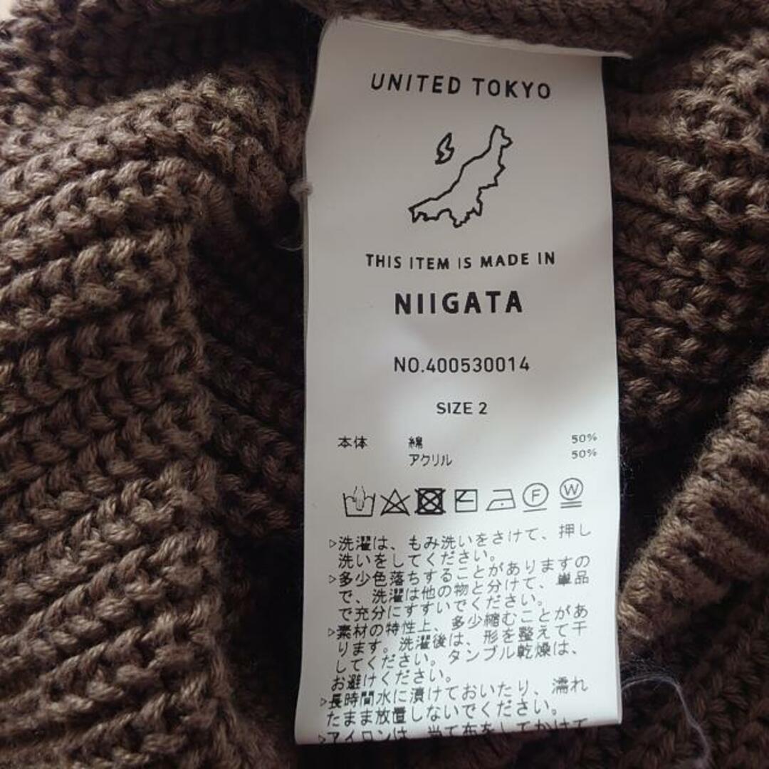 UNITED TOKYO(ユナイテッド トウキョウ) 長袖セーター サイズ2 M メンズ美品  - ダークブラウン ハイネック 綿、アクリル メンズのトップス(ニット/セーター)の商品写真