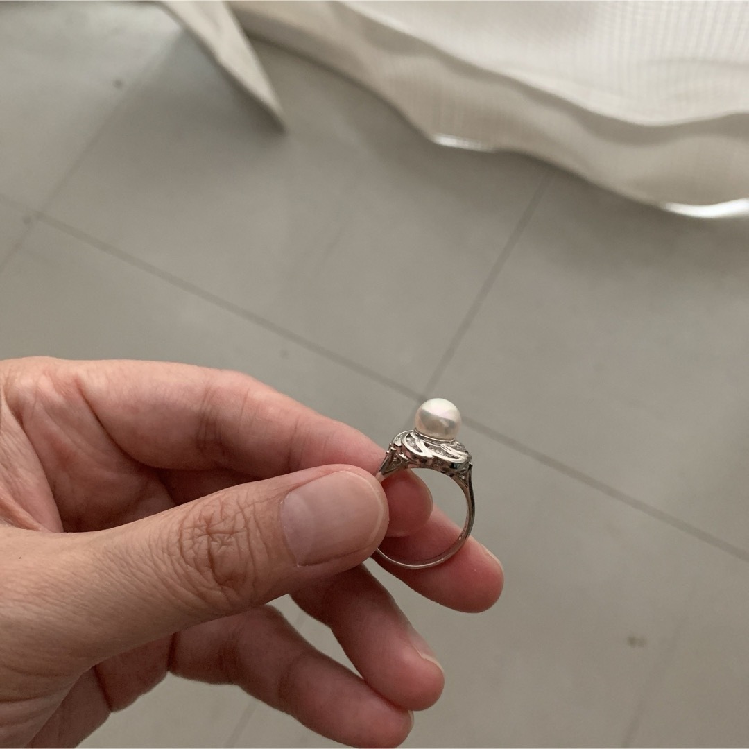 アコヤ真珠　メレダイヤ　プラチナリング レディースのアクセサリー(リング(指輪))の商品写真