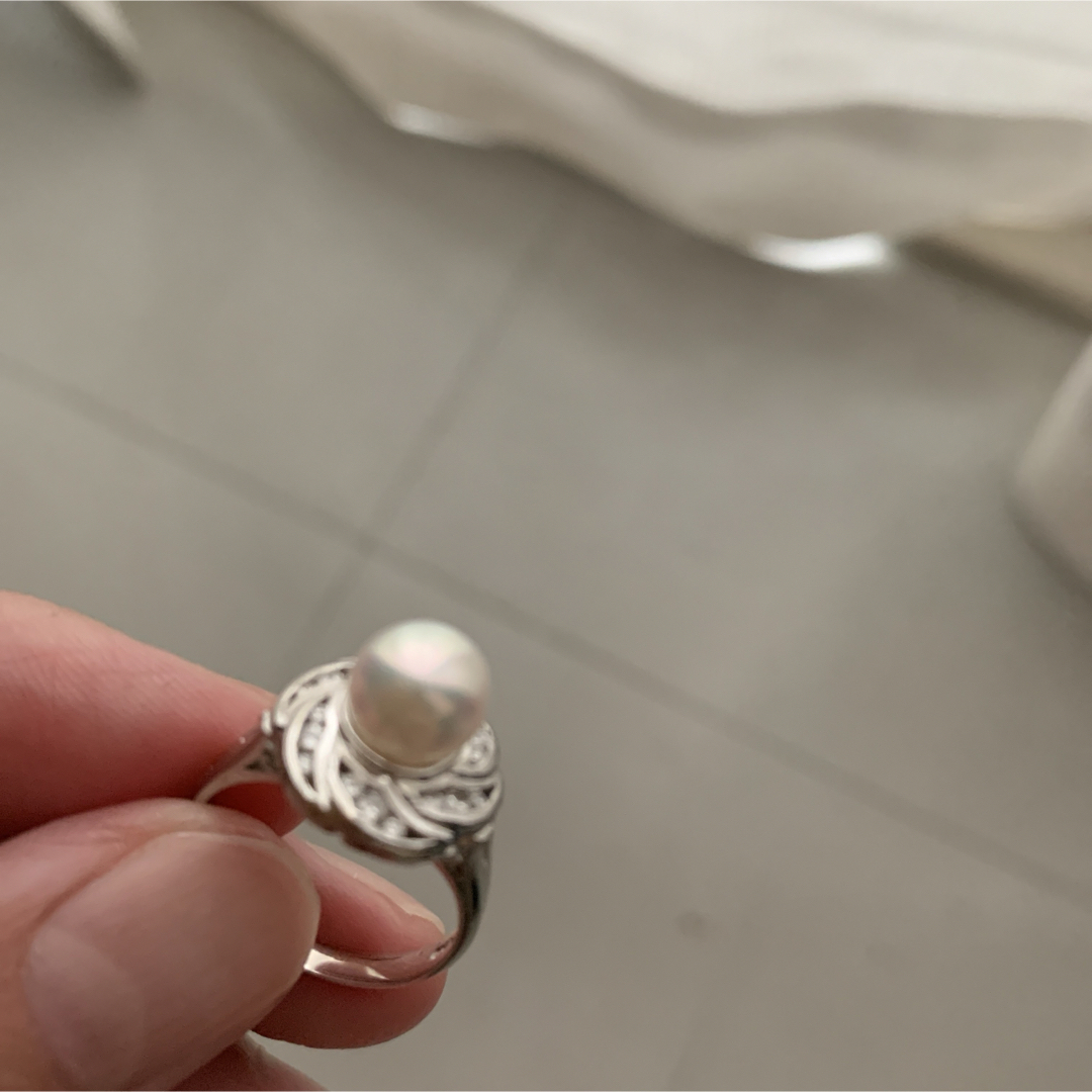 アコヤ真珠　メレダイヤ　プラチナリング レディースのアクセサリー(リング(指輪))の商品写真