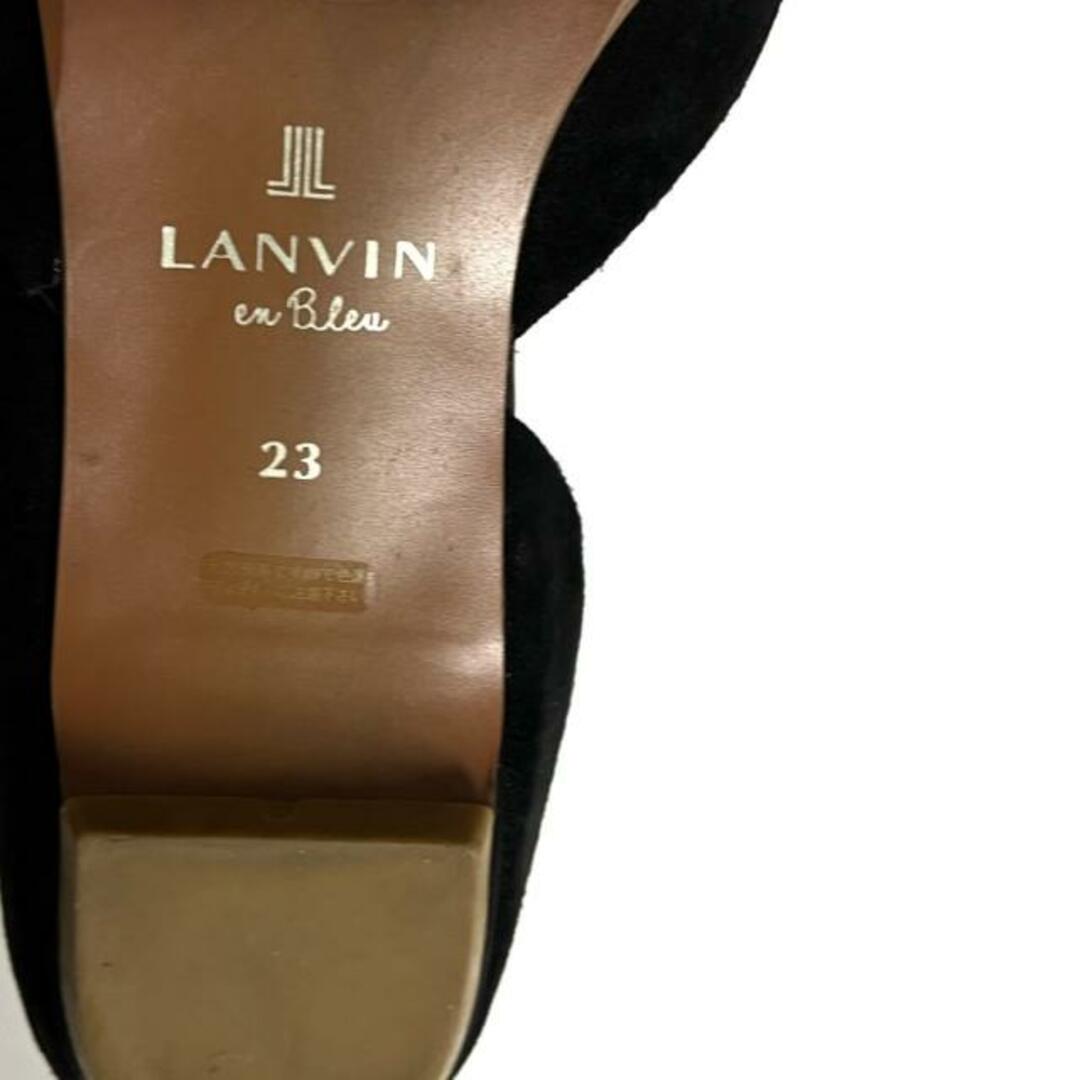 LANVIN en Bleu(ランバンオンブルー)のLANVIN en Bleu(ランバンオンブルー) フラットシューズ 23 レディース - 黒 フリル スエード レディースの靴/シューズ(その他)の商品写真