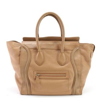 セリーヌ(celine)の美品 セリーヌ ラゲージ ミニ ショッパー レザー トート バッグ 肩掛け ショルダー ハンド A4 キャメル 人気 レディース EEE Z2-6(トートバッグ)