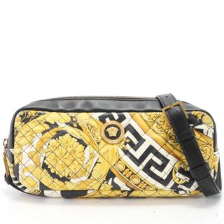 ヴェルサーチ(VERSACE)の美品 ヴェルサーチ メデューサ ゴールド レザー ウエスト バッグ ウエストポーチ ボディバッグ ショルダー トート メンズ EEE Z2-10(ウエストポーチ)