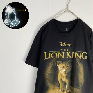 ディズニー(Disney)のディズニー　Tシャツ　ライオンキング　プリント　フロッキー　黒(Tシャツ/カットソー(半袖/袖なし))