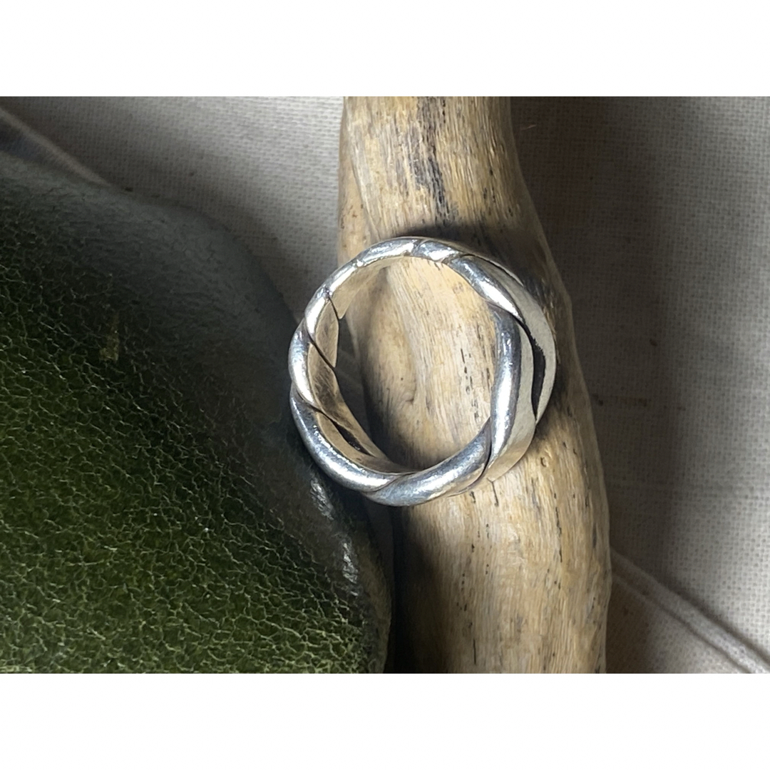 ハンドメイド手作りノット　鎖　和　輪　結びねじり　編み込みカレンシルバー9号S7 メンズのアクセサリー(リング(指輪))の商品写真