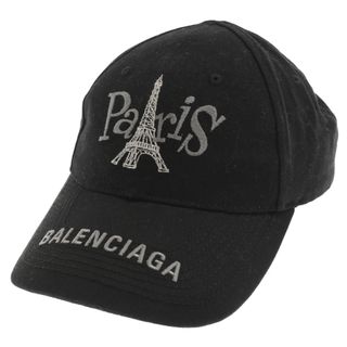 バレンシアガ(Balenciaga)のBALENCIAGA バレンシアガ PARIS ロゴ刺繍ベースボールキャップ ブラック(キャップ)