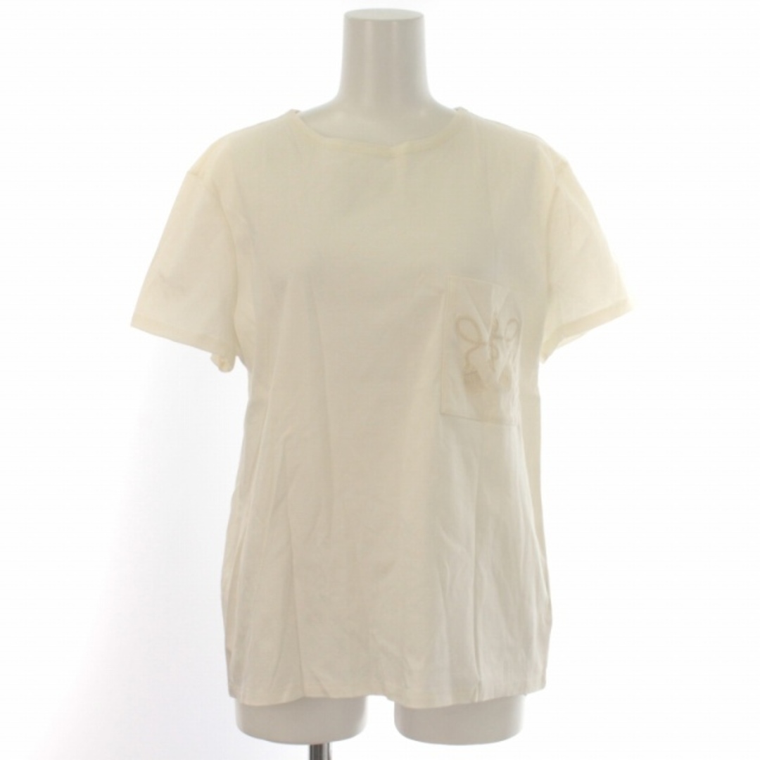 Hermes(エルメス)のエルメス Tシャツ カットソー 半袖 クルーネック 刺繍 42 L 白 レディースのトップス(Tシャツ(半袖/袖なし))の商品写真