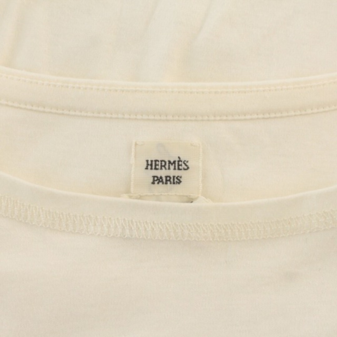 Hermes(エルメス)のエルメス Tシャツ カットソー 半袖 クルーネック 刺繍 42 L 白 レディースのトップス(Tシャツ(半袖/袖なし))の商品写真