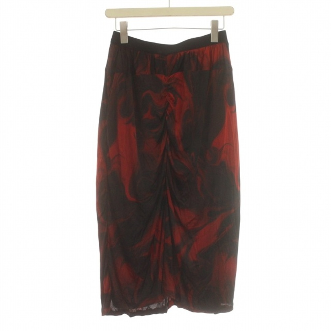 Gucci(グッチ)のグッチ フレアスカート ロング ドレープ マーブル ギャザー 40 L 赤 黒 レディースのスカート(ロングスカート)の商品写真