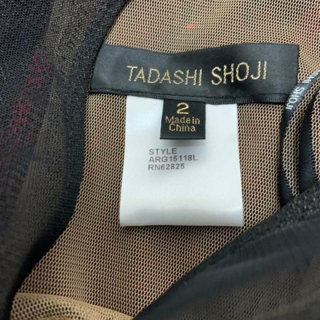 TADASHI SHOJI(タダシショウジ)のTADASHISHOJI(タダシショージ) ワンピース サイズ2 M レディース美品  - 黒×レッド ノースリーブ/ひざ丈/刺繍 レディースのワンピース(その他)の商品写真