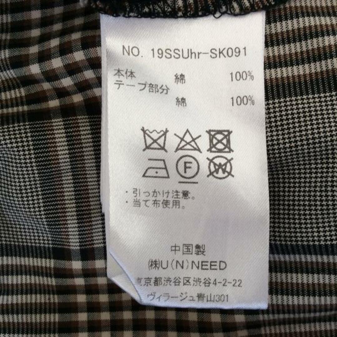 Uhr(ウーア) ロングスカート レディース - 黒×白×ブラウン マキシ丈/チェック柄 レディースのスカート(ロングスカート)の商品写真