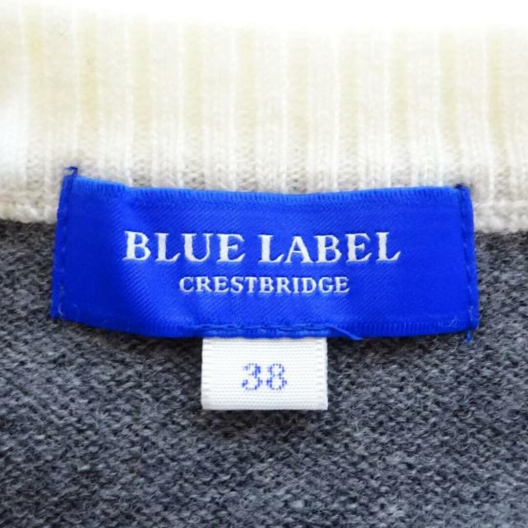 BLUE LABEL CRESTBRIDGE(ブルーレーベルクレストブリッジ)のBLUE LABEL CRESTBRIDGE(ブルーレーベルクレストブリッジ) 長袖セーター サイズ38 M レディース美品  - アイボリー×グレー×ライトブルー クルーネック レディースのトップス(ニット/セーター)の商品写真