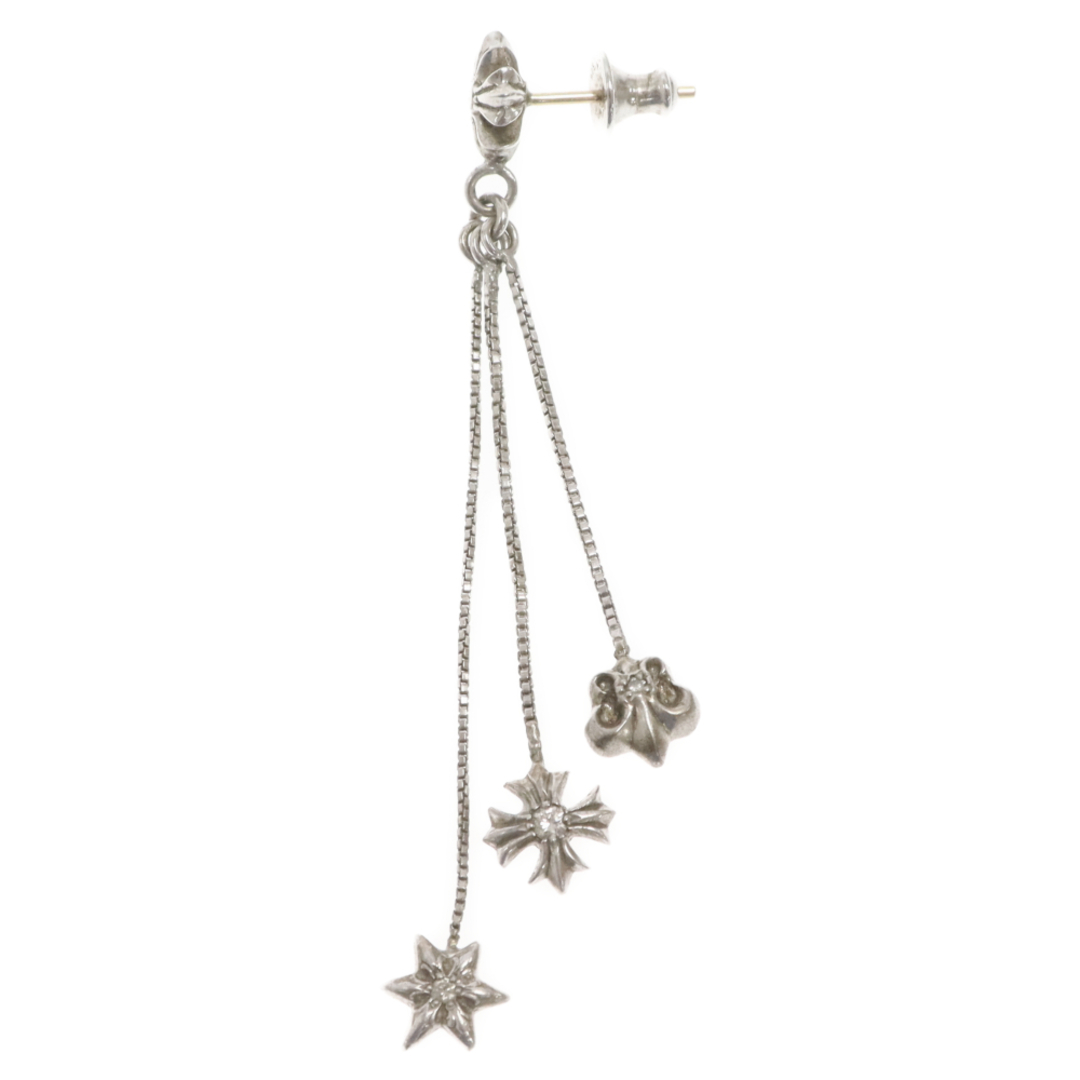 Chrome Hearts(クロムハーツ)のCHROME HEARTS クロムハーツ JOJO PST PLSBS L ジョジョ 3チャームピアス アフターダイヤ シルバー 左耳用 メンズのアクセサリー(ピアス(片耳用))の商品写真