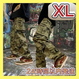 迷彩　カーゴパンツ　ストリート　ボトムス　ミリタリー　ワイド　軍パン　XL01(ワークパンツ/カーゴパンツ)