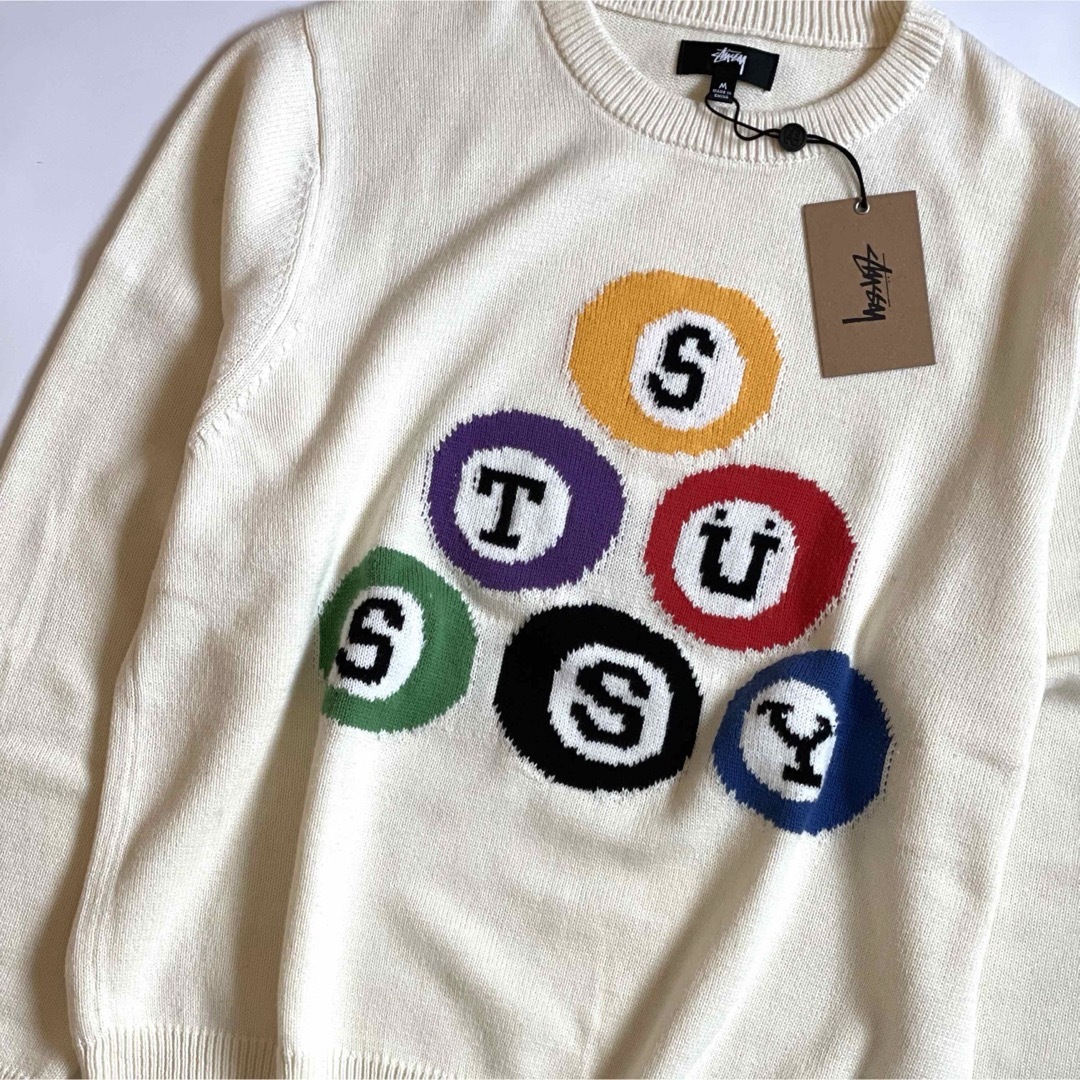 STUSSY(ステューシー)のSTUSSY ステューシー コットンニット ビリヤードセーター　Ｍサイズ メンズのトップス(ニット/セーター)の商品写真