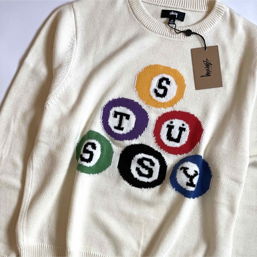 STUSSY ステューシー コットンニット ビリヤードセーター Mサイズ STUSSY ステューシー コットンニット ビリヤードセーター Mサイズ