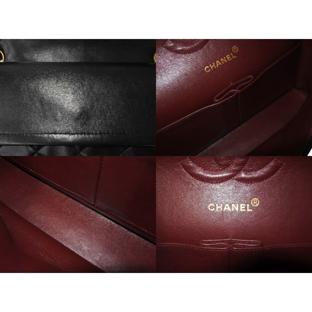 CHANEL(シャネル)のCHANEL シャネル チェーンショルダーバッグ Wフラップ マトラッセ25 ラムスキン 2番台 ブラック ゴールド金具 美品 中古 63027 レディースのバッグ(ハンドバッグ)の商品写真