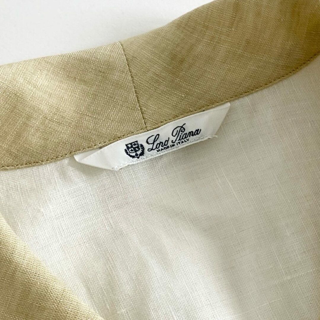 LORO PIANA(ロロピアーナ)の53e1 Loro Piana ロロピアーナ オープンカラー リネンシャツ 42 ホワイト ベージュ LINEN 100％ 長袖 イタリア製 麻 春夏 SHIRT レディースのトップス(シャツ/ブラウス(長袖/七分))の商品写真