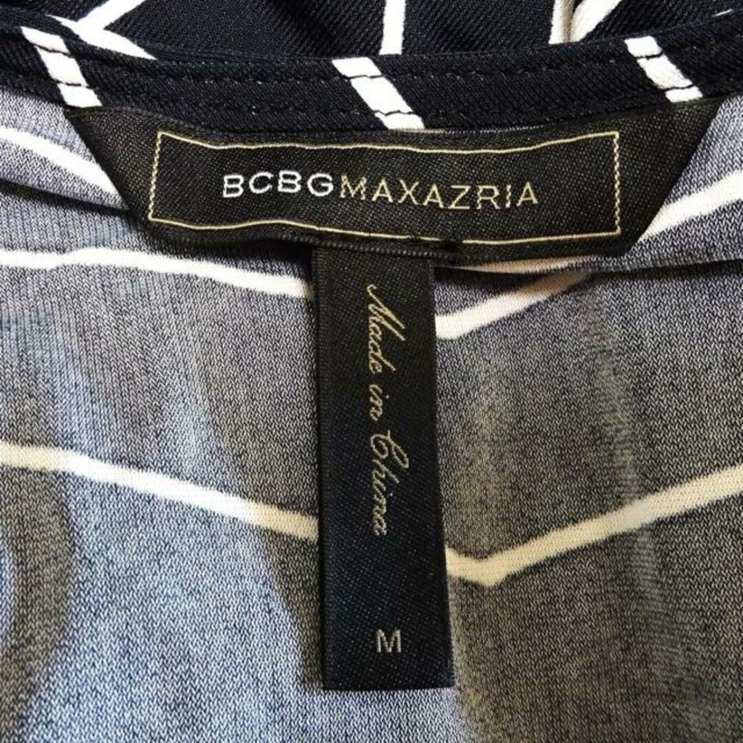 BCBGMAXAZRIA(ビーシービージーマックスアズリア)のBCBGMAXAZRIA(ビーシービージーマックスアズリア) ワンピース サイズM レディース美品  - 黒×白 七分袖/ひざ丈/カシュクール/ボーダー レディースのワンピース(その他)の商品写真