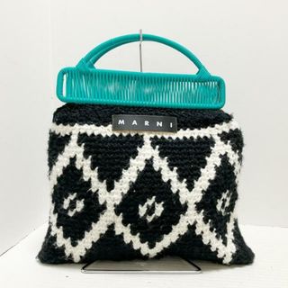 マルニ(Marni)のMARNI(マルニ) トートバッグ クロシェウール フレームバッグ 黒×白×グリーン ウール×化学繊維×レザー(トートバッグ)