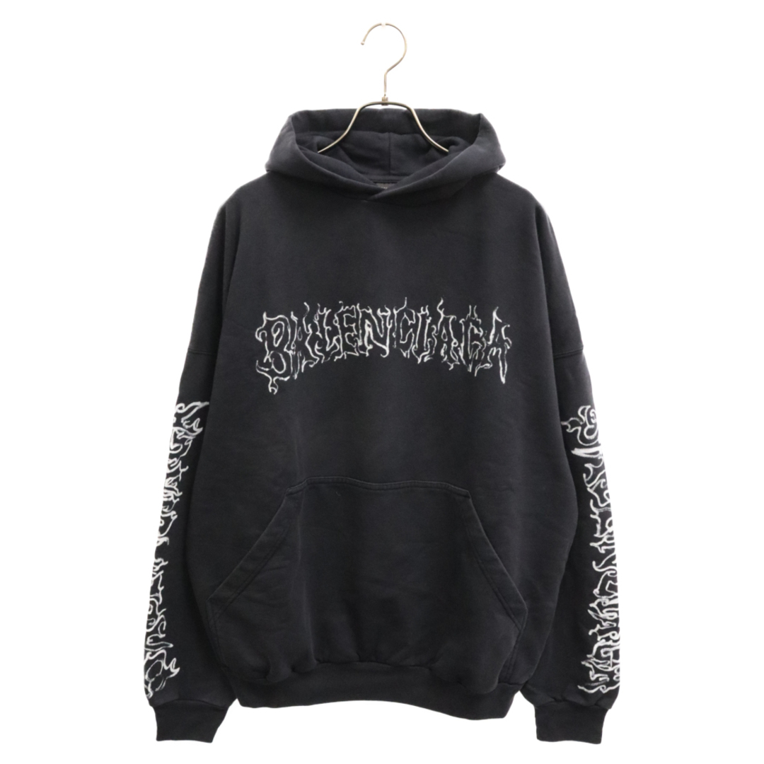 Balenciaga(バレンシアガ)のBALENCIAGA バレンシアガ Metal Logo Popover Hoody 739024 TPVO4 メタルロゴ プルオーバーパーカー フーディー ブラック メンズのトップス(パーカー)の商品写真