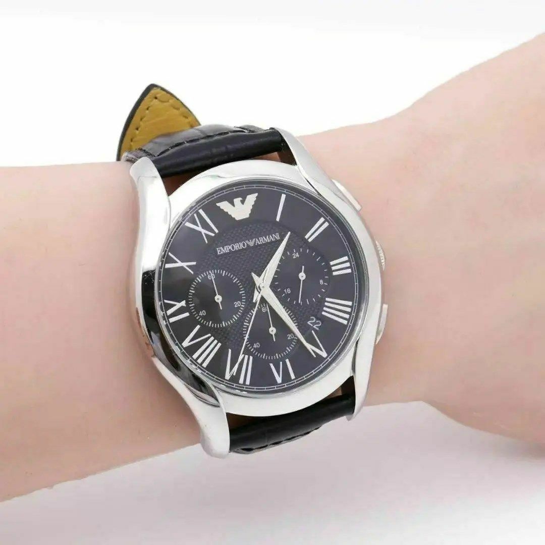 Emporio Armani(エンポリオアルマーニ)の《美品》EMPORIO ARMANI 腕時計 ブラック クロノグラフ メンズ d メンズの時計(腕時計(アナログ))の商品写真