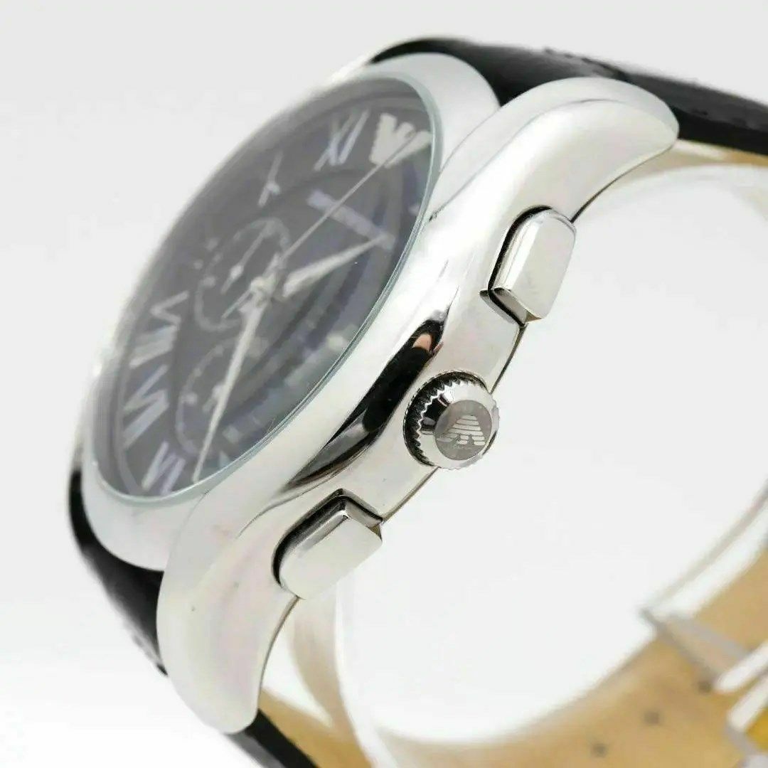 Emporio Armani(エンポリオアルマーニ)の《美品》EMPORIO ARMANI 腕時計 ブラック クロノグラフ メンズ d メンズの時計(腕時計(アナログ))の商品写真