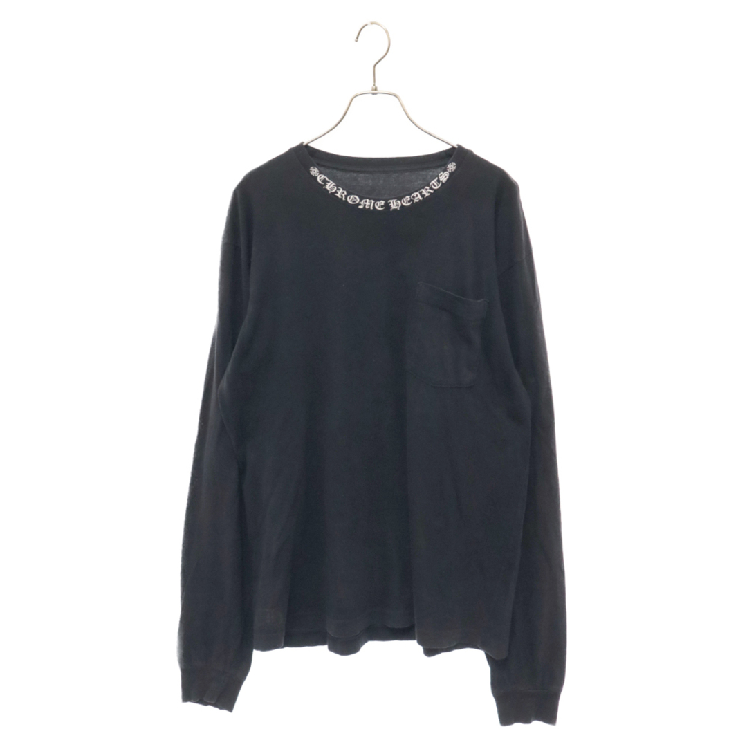 Chrome Hearts(クロムハーツ)のCHROME HEARTS クロムハーツ Neck Logo L/S TEE ネックロゴホースシューロングスリーブ長袖Tシャツ ブラック メンズのトップス(Tシャツ/カットソー(七分/長袖))の商品写真