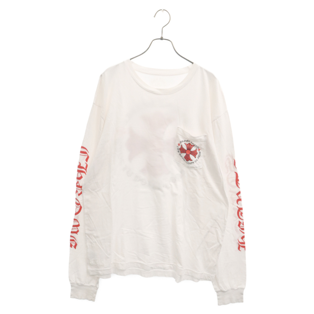 Chrome Hearts(クロムハーツ)のCHROME HEARTS クロムハーツ Red Cross L/S Tee クロムハーツ レッドクロスロングスリーブTシャツ 長袖カットソー ホワイト メンズのトップス(Tシャツ/カットソー(七分/長袖))の商品写真