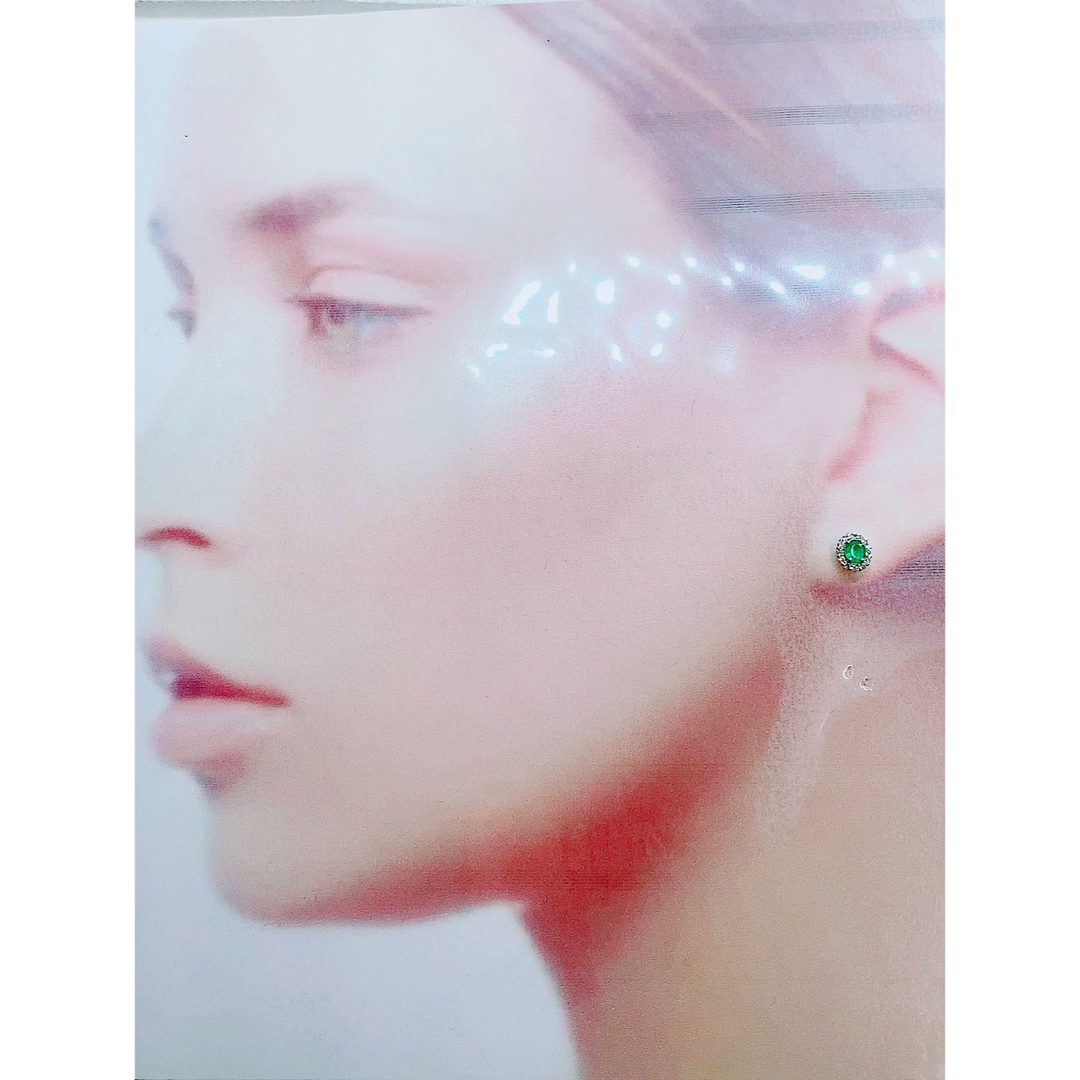 ★0.33ct★✨エメラルド0.18ctダイヤモンドプラチナピアスイヤリング レディースのアクセサリー(ピアス)の商品写真