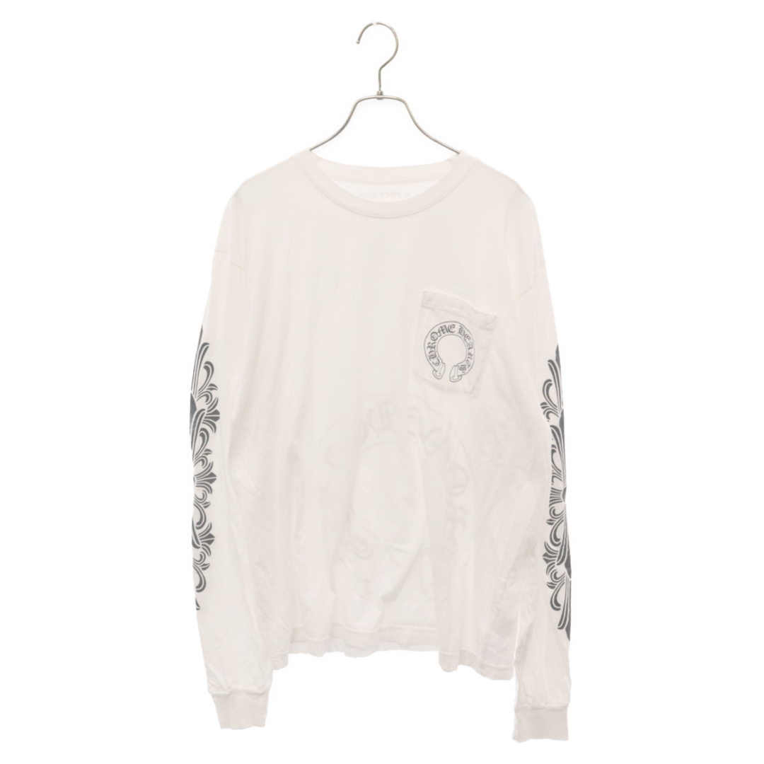 Chrome Hearts(クロムハーツ)のCHROME HEARTS クロムハーツ Horseshoe L/S Tee サイドフローラルクロス ロングスリーブTシャツ 長袖カットソー ロンT ホワイト メンズのトップス(Tシャツ/カットソー(七分/長袖))の商品写真