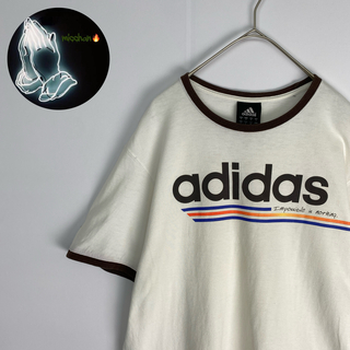 アディダス(adidas)のadidas　リンガーTシャツ　ビッグロゴ　アイボリー　ブラウン(Tシャツ/カットソー(半袖/袖なし))