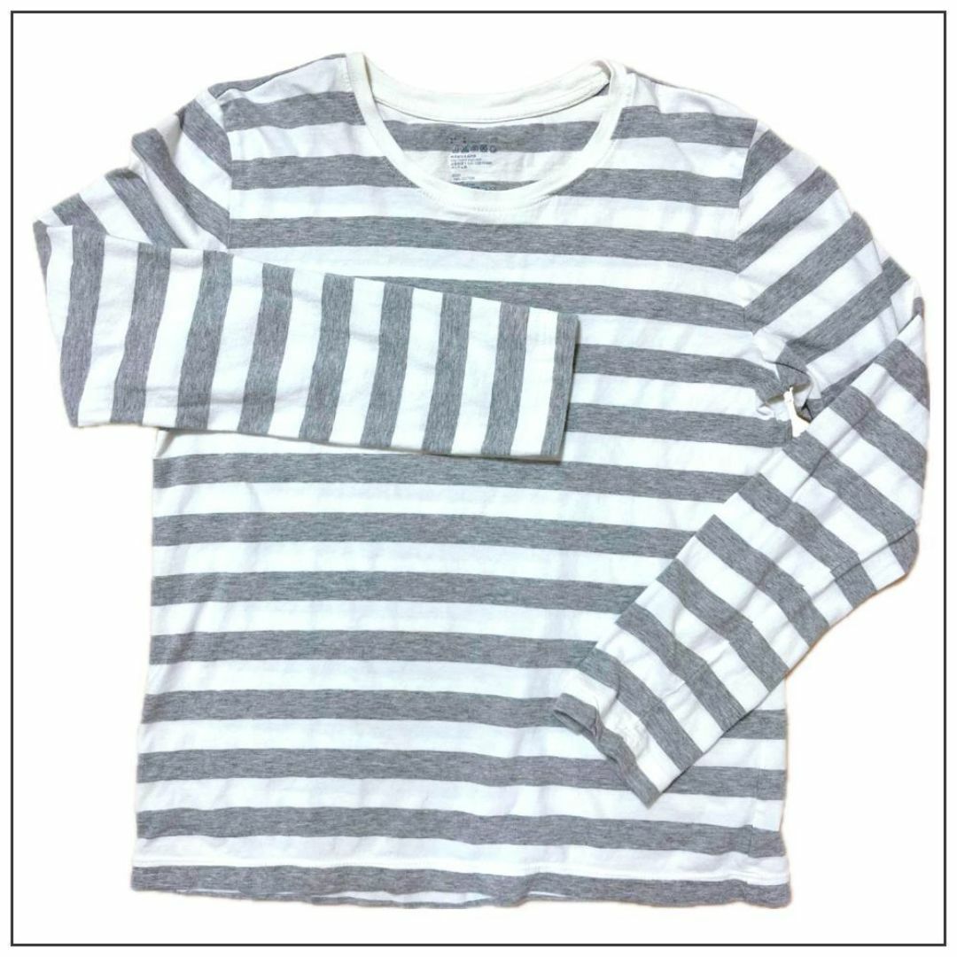 MUJI (無印良品)(ムジルシリョウヒン)の無印良品 MUJI ボーダー カットソー Mサイズ Tシャツ 長T グレー レディースのトップス(Tシャツ(長袖/七分))の商品写真