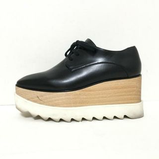 stellamccartney(ステラマッカートニー) シューズ 35 レディース - 黒×ベージュ ウェッジソール 合皮×ウッド