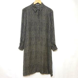 セオリーリュクス(Theory luxe)のtheory luxe(セオリーリュクス) ワンピース サイズ038 M レディース美品  - アイボリー×黒×ネイビー レギュラーカラー/長袖/ロング/シルク/総柄(その他)