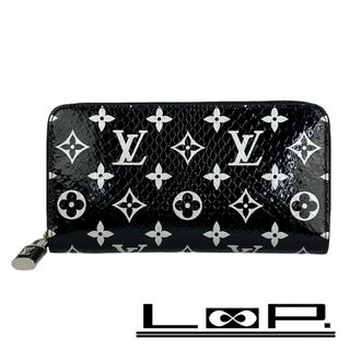 ルイヴィトン(LOUIS VUITTON)の■未使用■　ルイヴィトン ジッピーウォレット 長財布 パイソン エキゾチックレザー ブラック N96955 【138539】(財布)