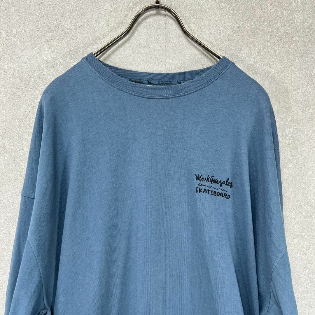 Mark Gonzales(マークゴンザレス)のマークゴンザレス バックプリント ロンT Lサイズ グリーン系 メンズのトップス(Tシャツ/カットソー(七分/長袖))の商品写真