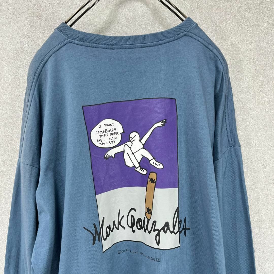 Mark Gonzales(マークゴンザレス)のマークゴンザレス バックプリント ロンT Lサイズ グリーン系 メンズのトップス(Tシャツ/カットソー(七分/長袖))の商品写真