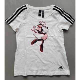 アディダス(adidas)の美品☆アディダス×ディズニー Tシャツ バレエ ダンス ミニー 白 140(Tシャツ/カットソー)