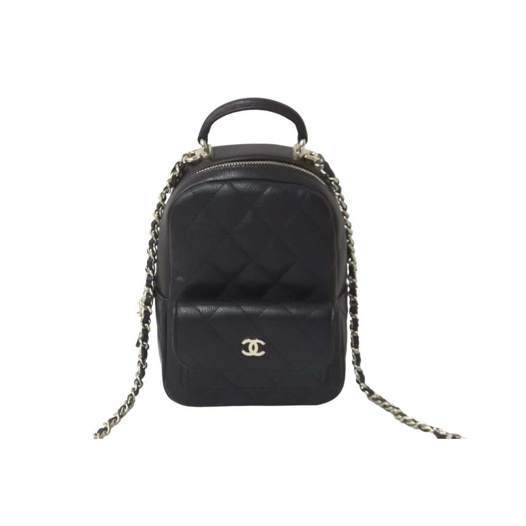 CHANEL(シャネル)の新品未使用 23年完売 CHANEL シャネル ミニリュック AP3753 チェーン ココマーク ブラック キャビアスキン ゴールド金具 中古 62917 レディースのバッグ(リュック/バックパック)の商品写真