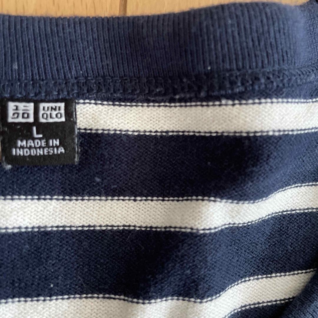 UNIQLO(ユニクロ)のユニクロ ボーダーTシャツ 長袖￼ Lサイズ 綿100% インドネシア￼ メンズのトップス(Tシャツ/カットソー(七分/長袖))の商品写真