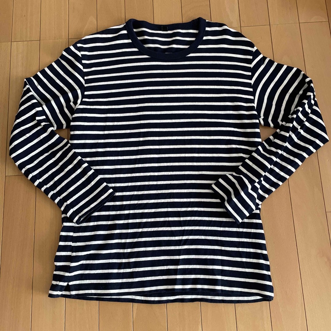 UNIQLO(ユニクロ)のユニクロ ボーダーTシャツ 長袖￼ Lサイズ 綿100% インドネシア￼ メンズのトップス(Tシャツ/カットソー(七分/長袖))の商品写真